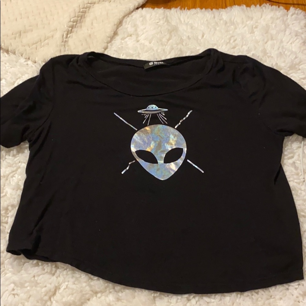 Black Alien Crop Top